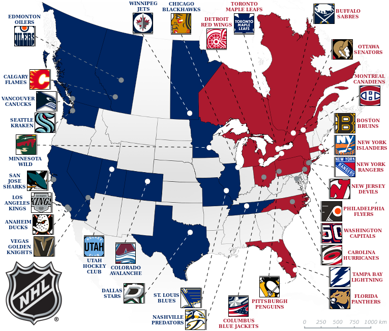 National Hockey League map